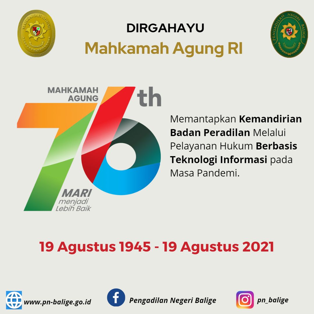 Dirgahayu Mahkamah Agung Republik Indonesia ke-76 Tahun